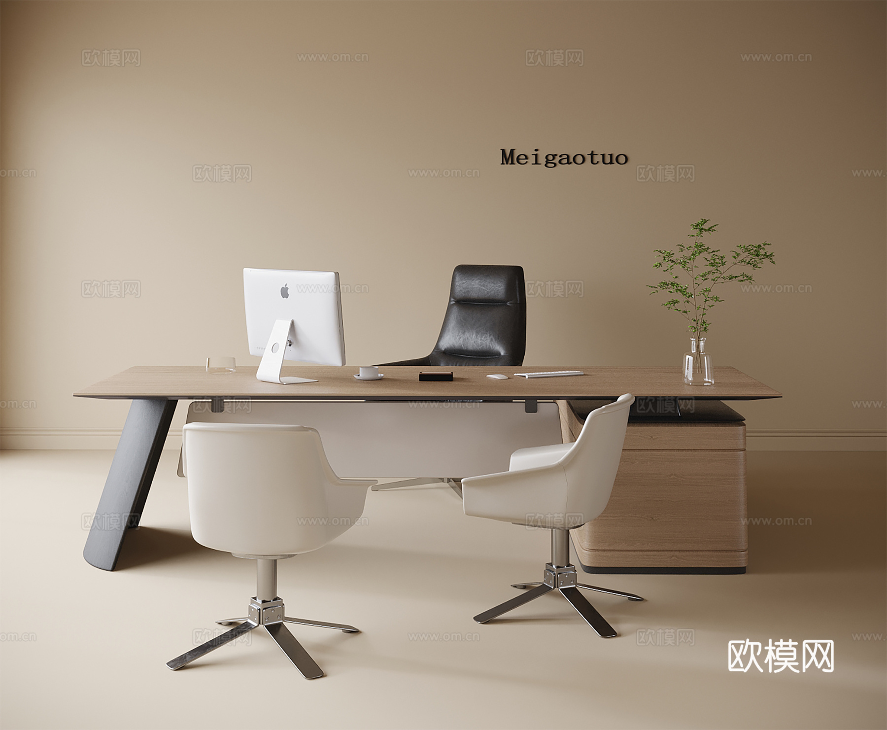 现代办公桌椅 办公椅 办公桌su模型