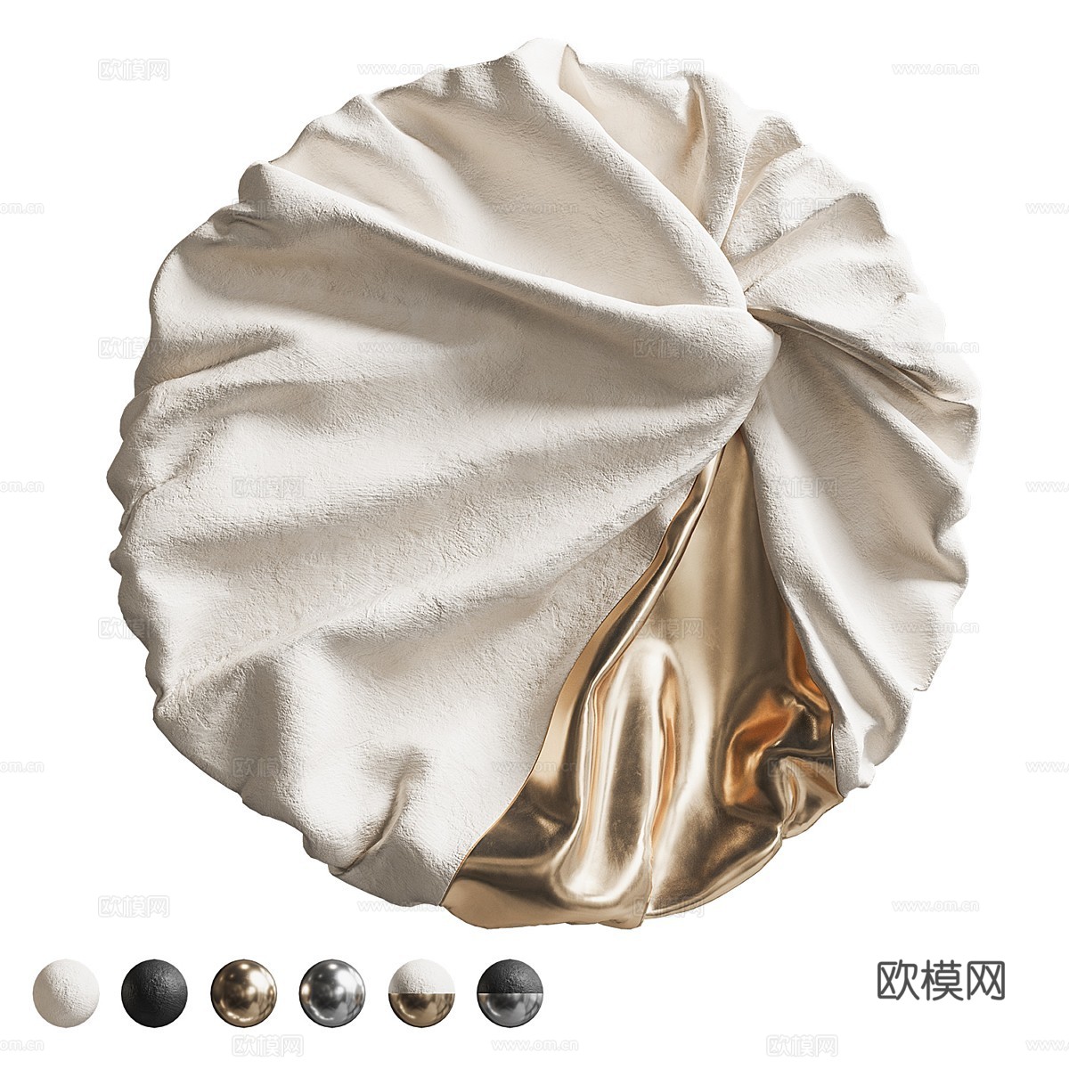 新中式轻奢圆形艺术墙饰3d模型下载（渲染图1）