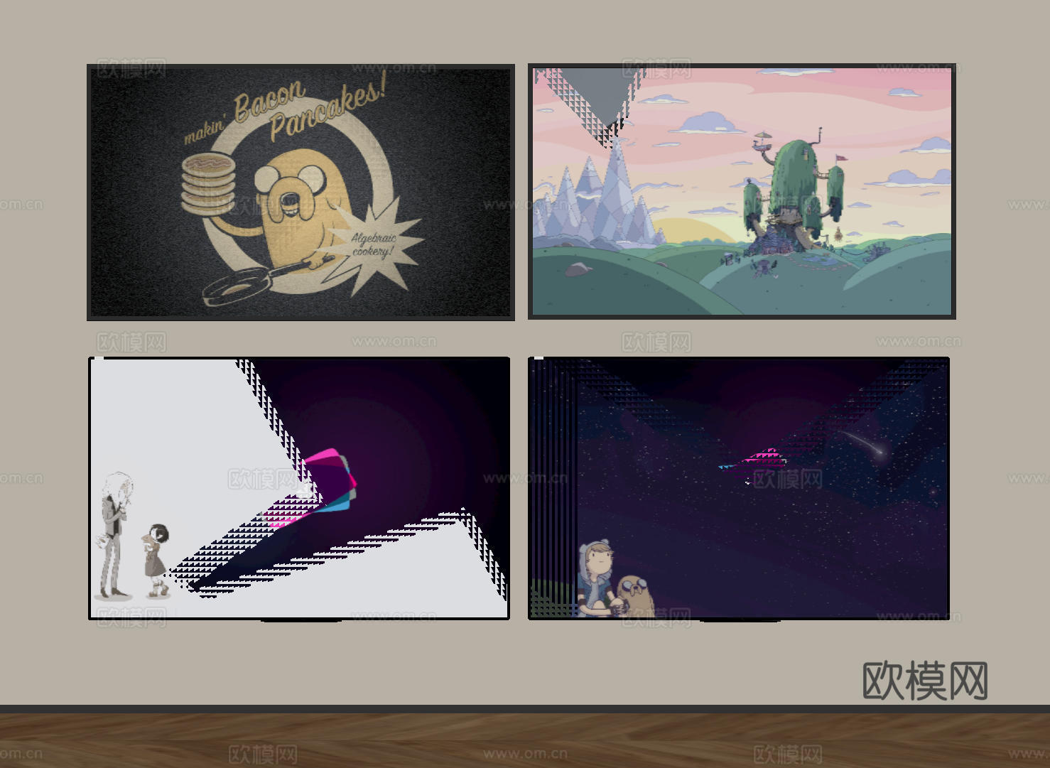 现代电视机 移动电视 激光电视 显示屏 壁挂式电视su模型