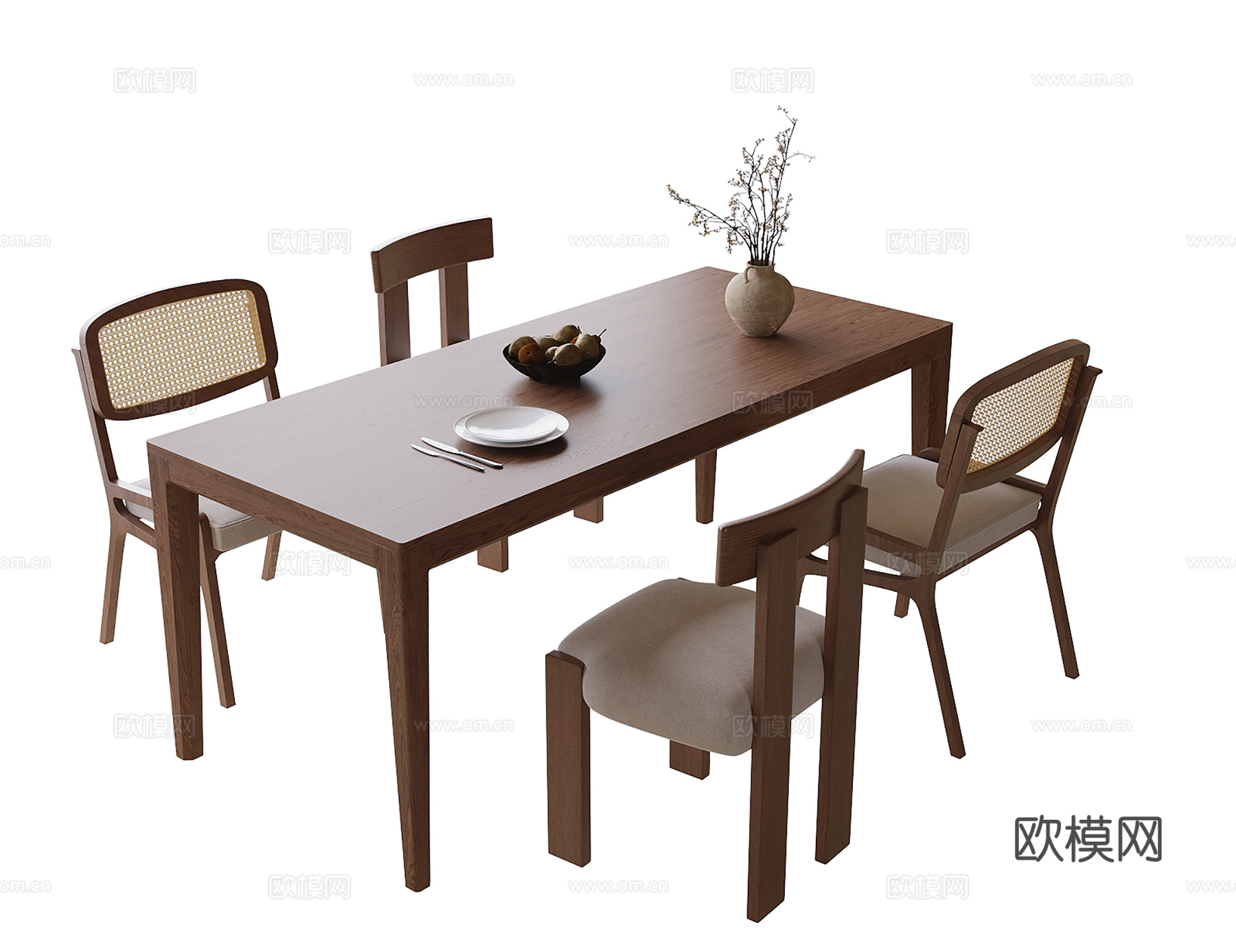 现代餐桌椅 餐椅 餐桌su模型