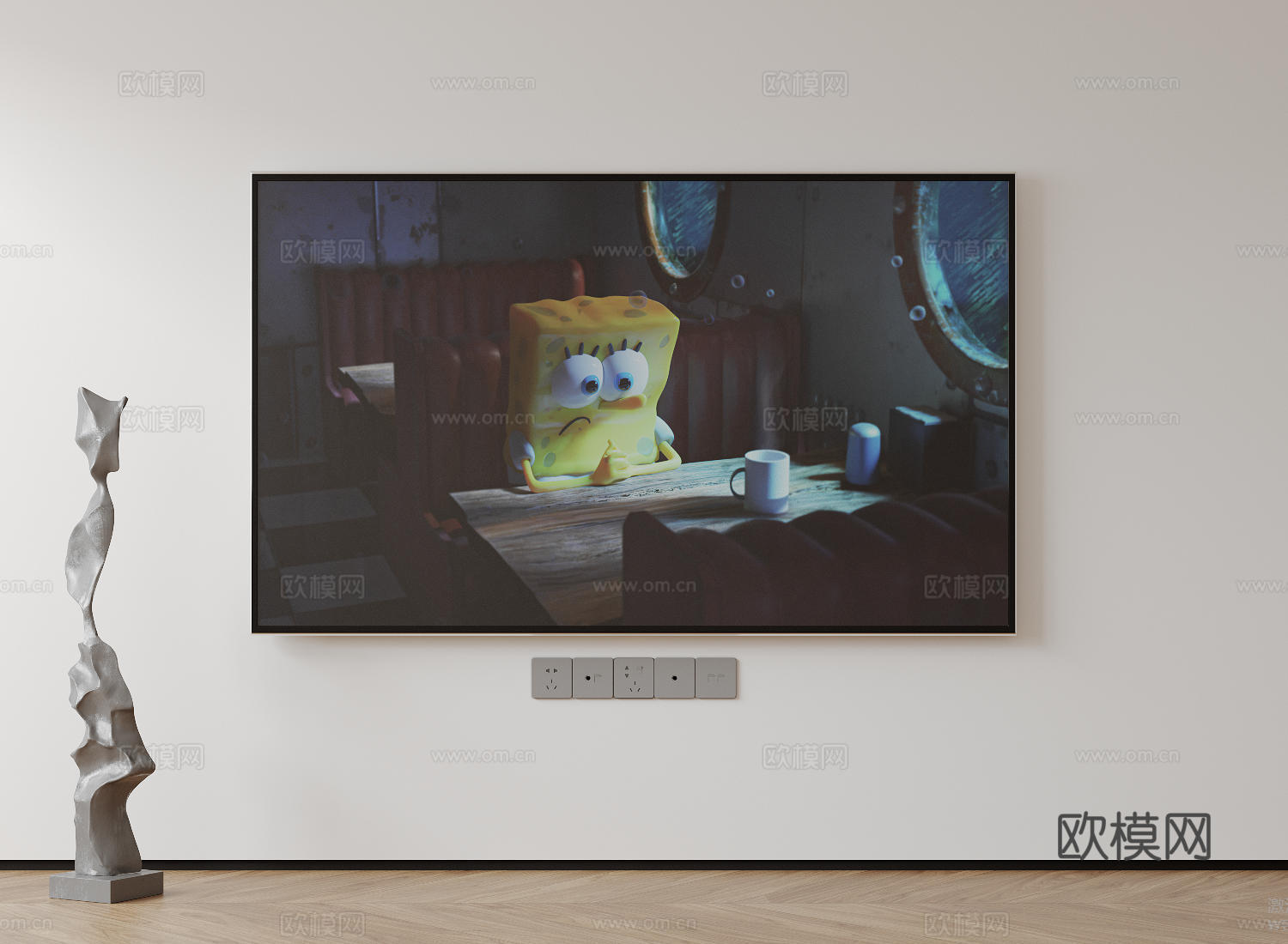 现代电视机 移动电视 激光电视 显示屏 壁挂式电视3d模型下载