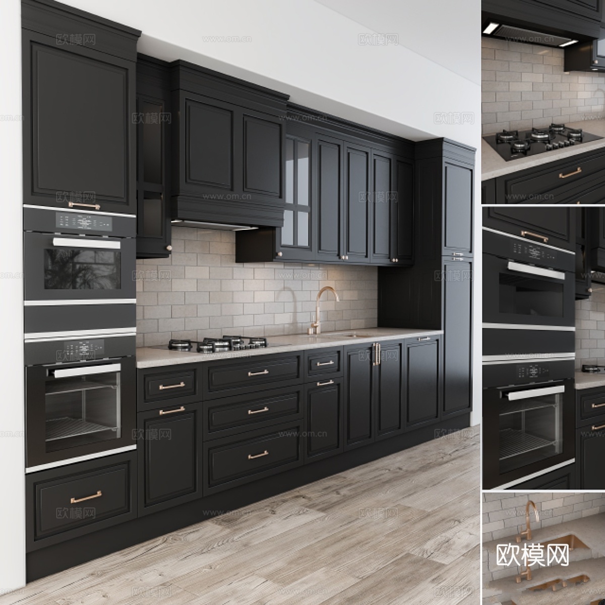 新古典厨房黑3d模型下载