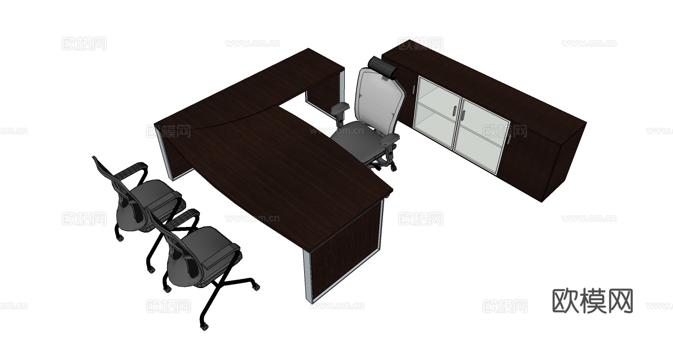 办公桌 班台桌 老板办公桌 办公家具su模型
