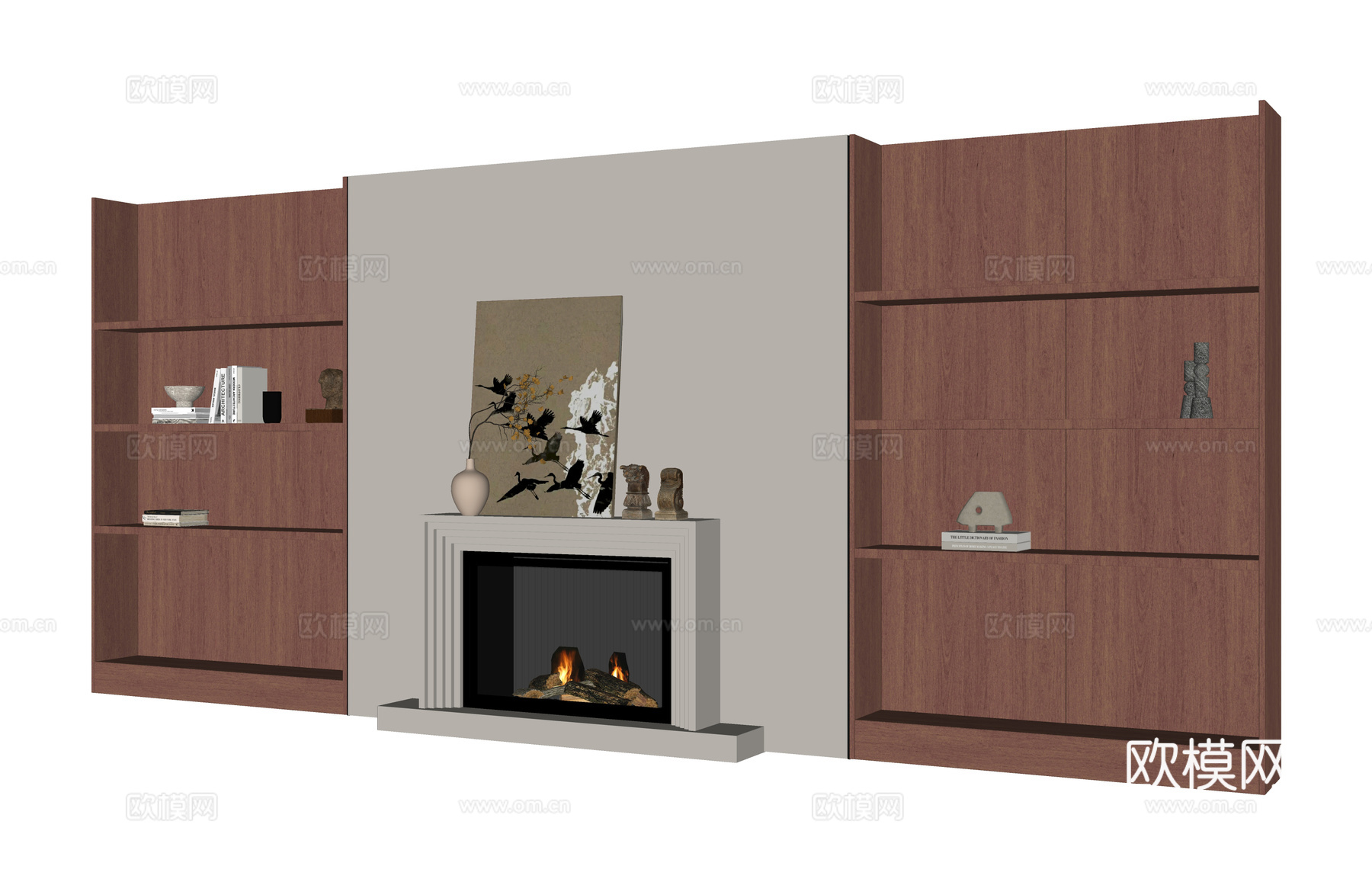 现代背景墙su模型