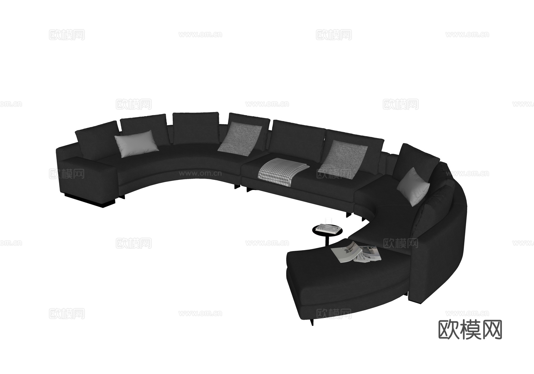现代弧形沙发 多人沙发 别墅沙发su模型