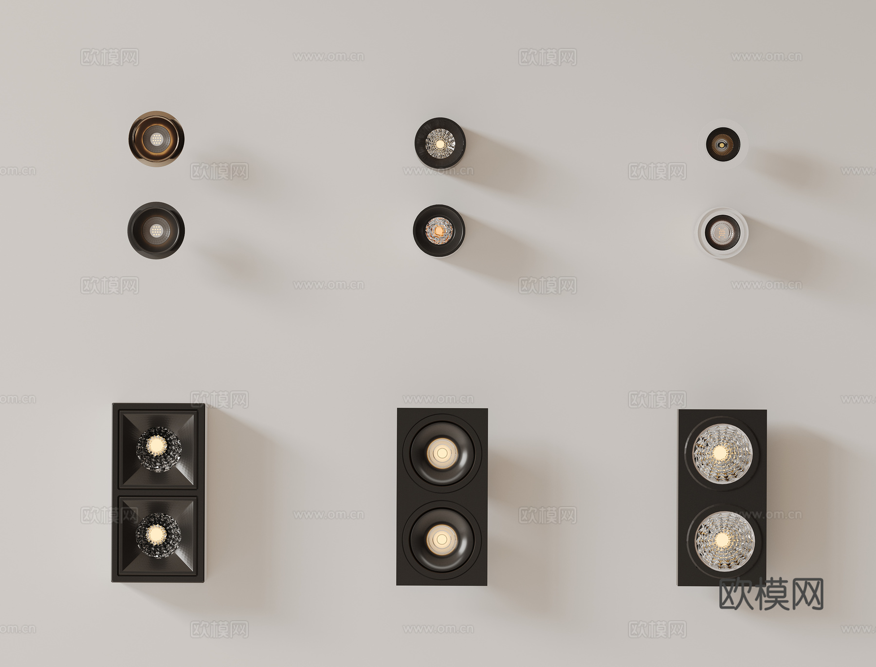 现代极简筒灯射灯 磁吸轨道射灯 明装转向射灯 线型灯 内嵌入su模型