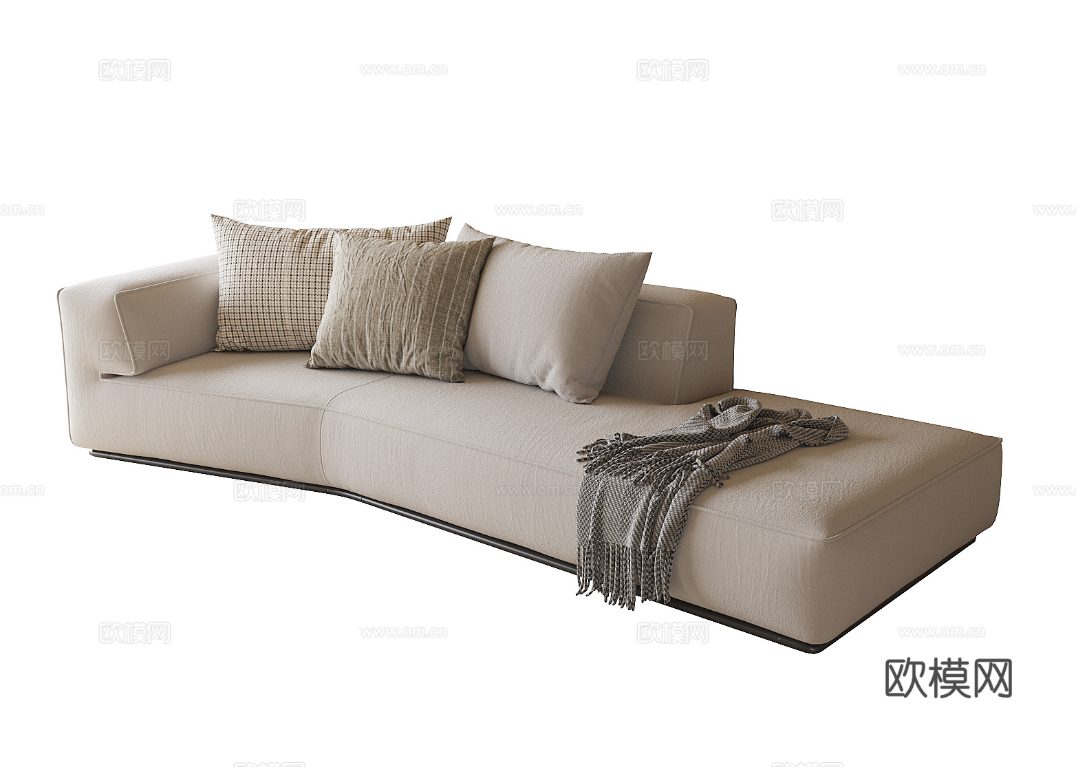 现代办公室沙发 布艺沙发su模型