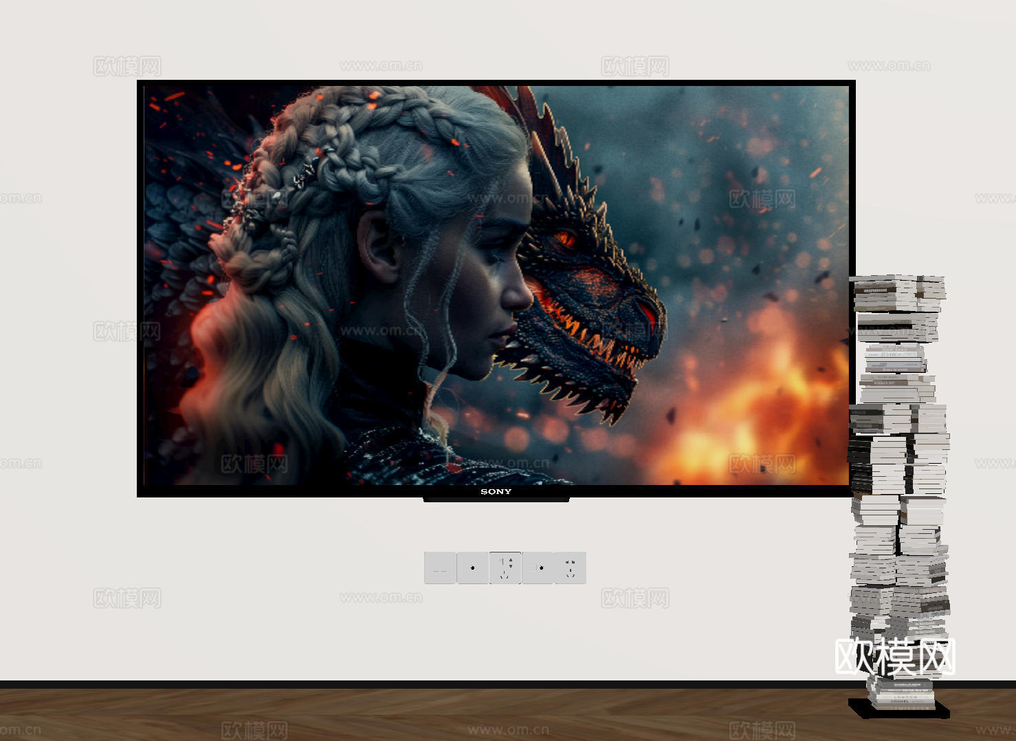 现代电视机 移动电视 激光电视 显示屏 壁挂式电视su模型