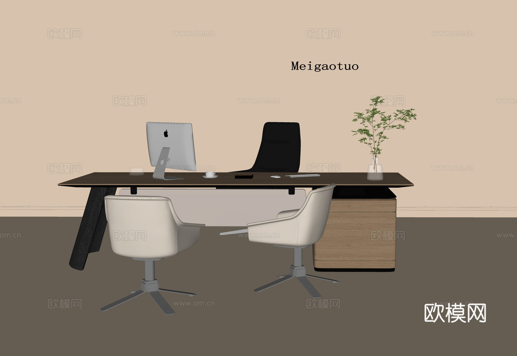 现代办公桌椅 办公椅 办公桌su模型