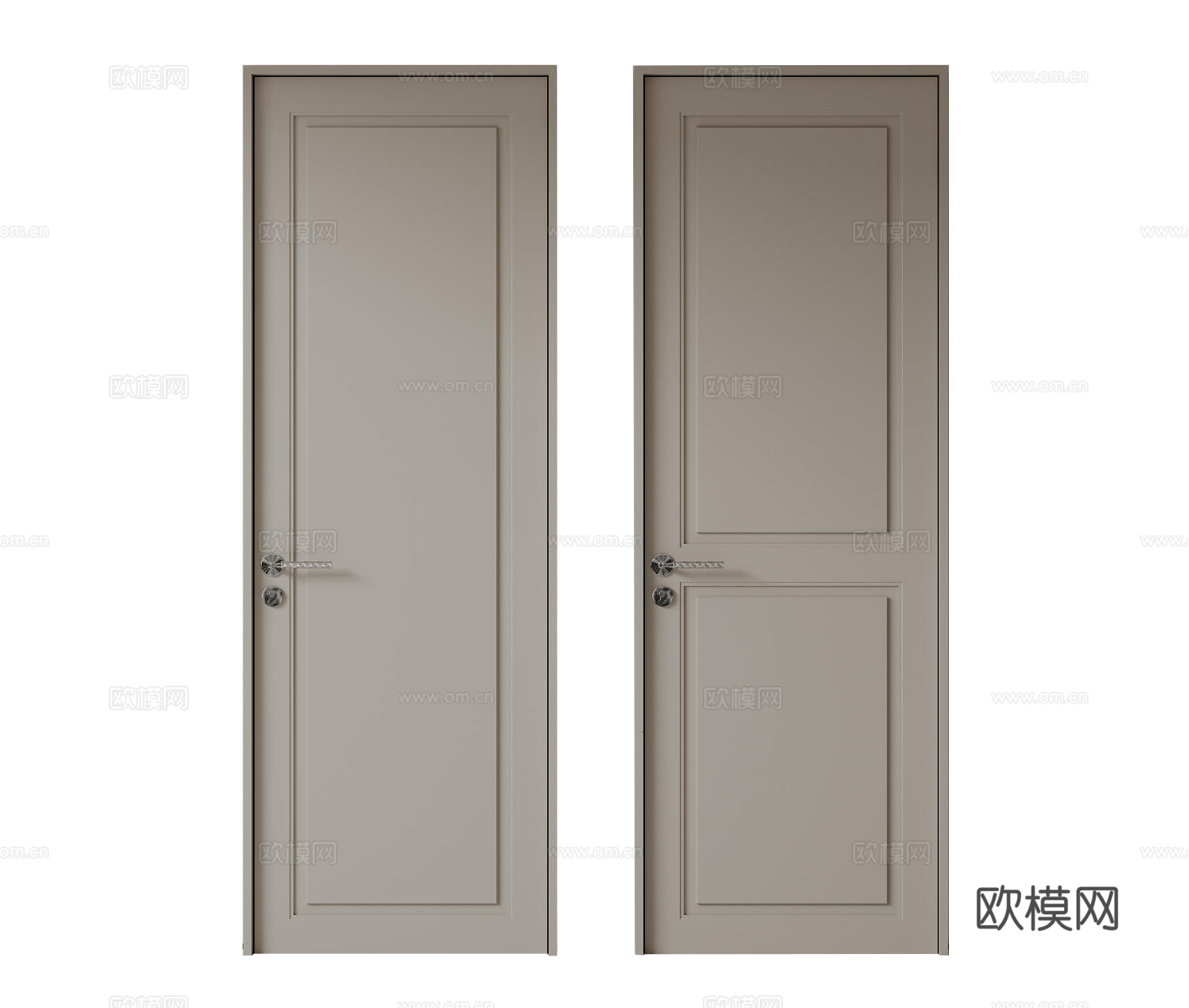 现代极简单开门 中古房间门 卧室门 平板门 实木门 平开门su模型