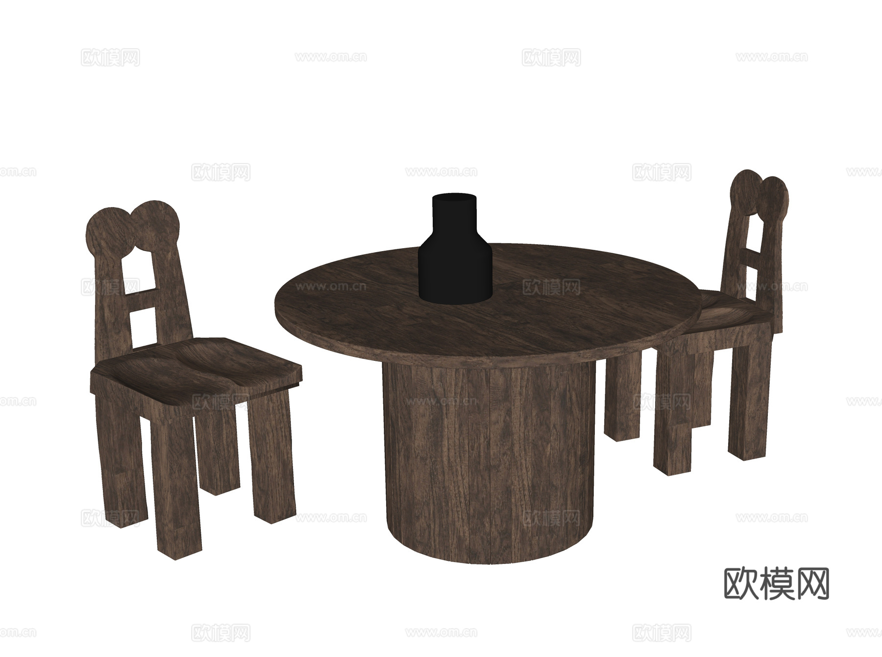 现代餐桌椅 圆形餐桌 餐椅su模型