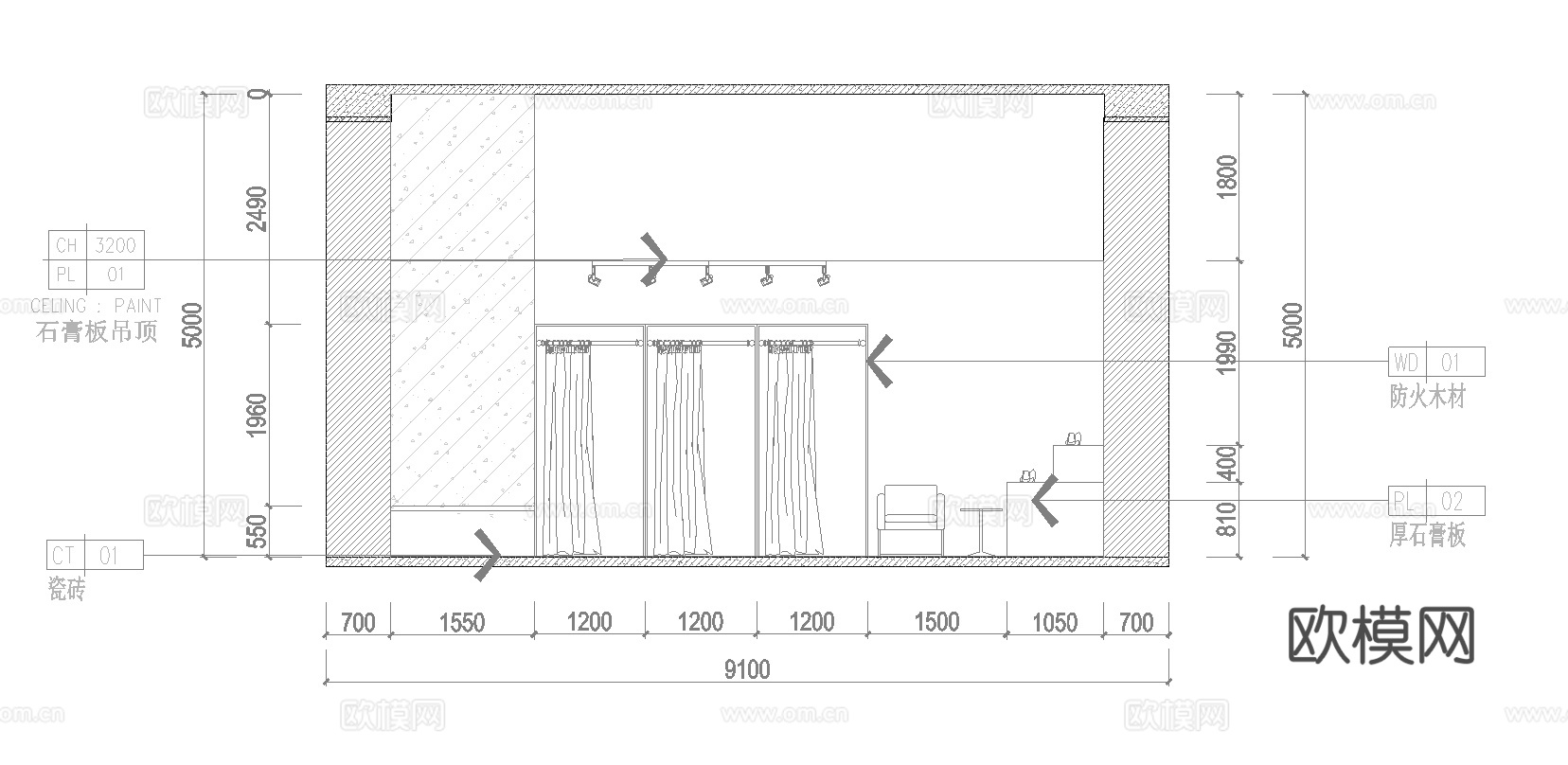 服装店专卖店 最新全套施工图 效果图合集cad施工图