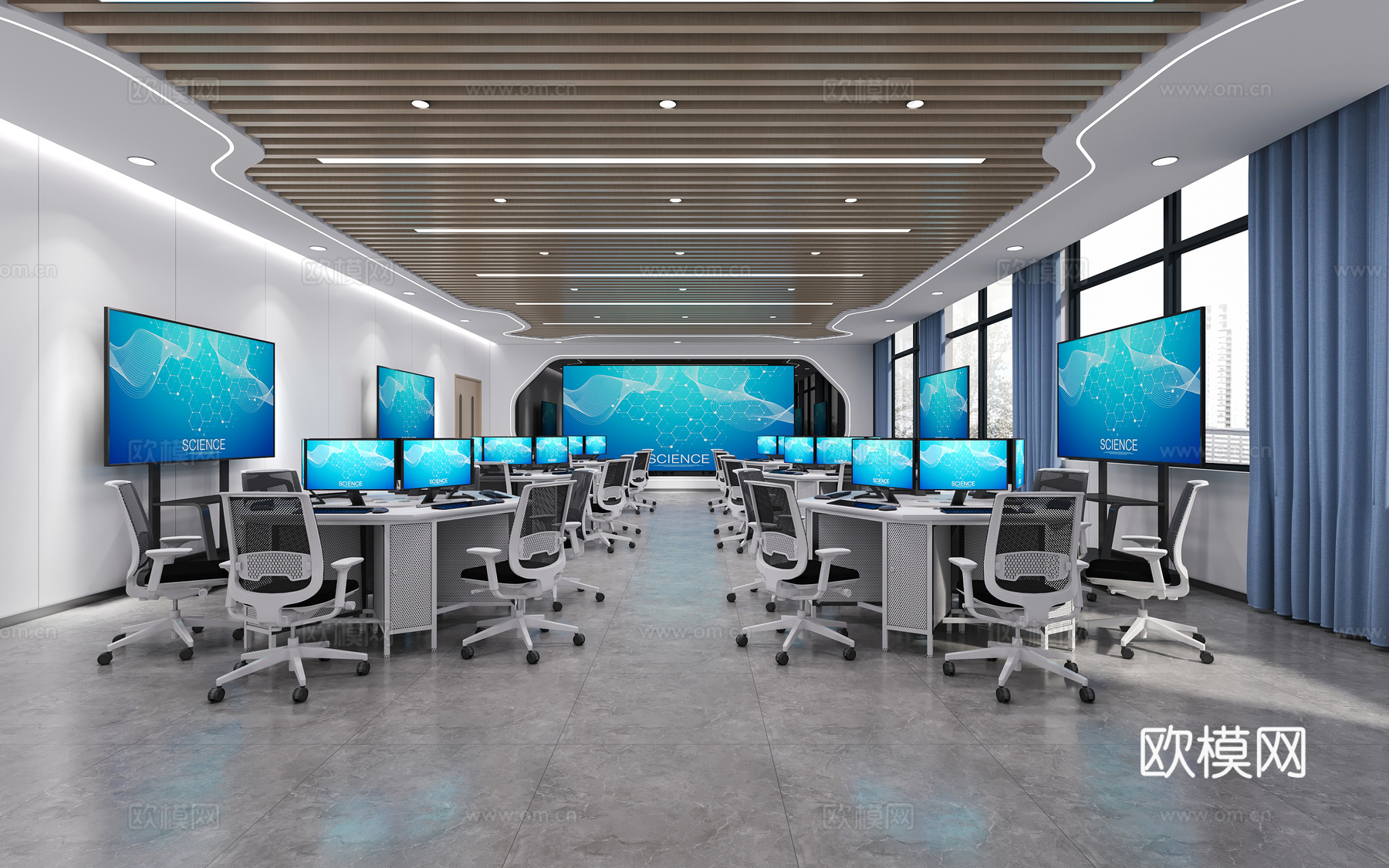 现代虚拟仿真教室3d模型下载