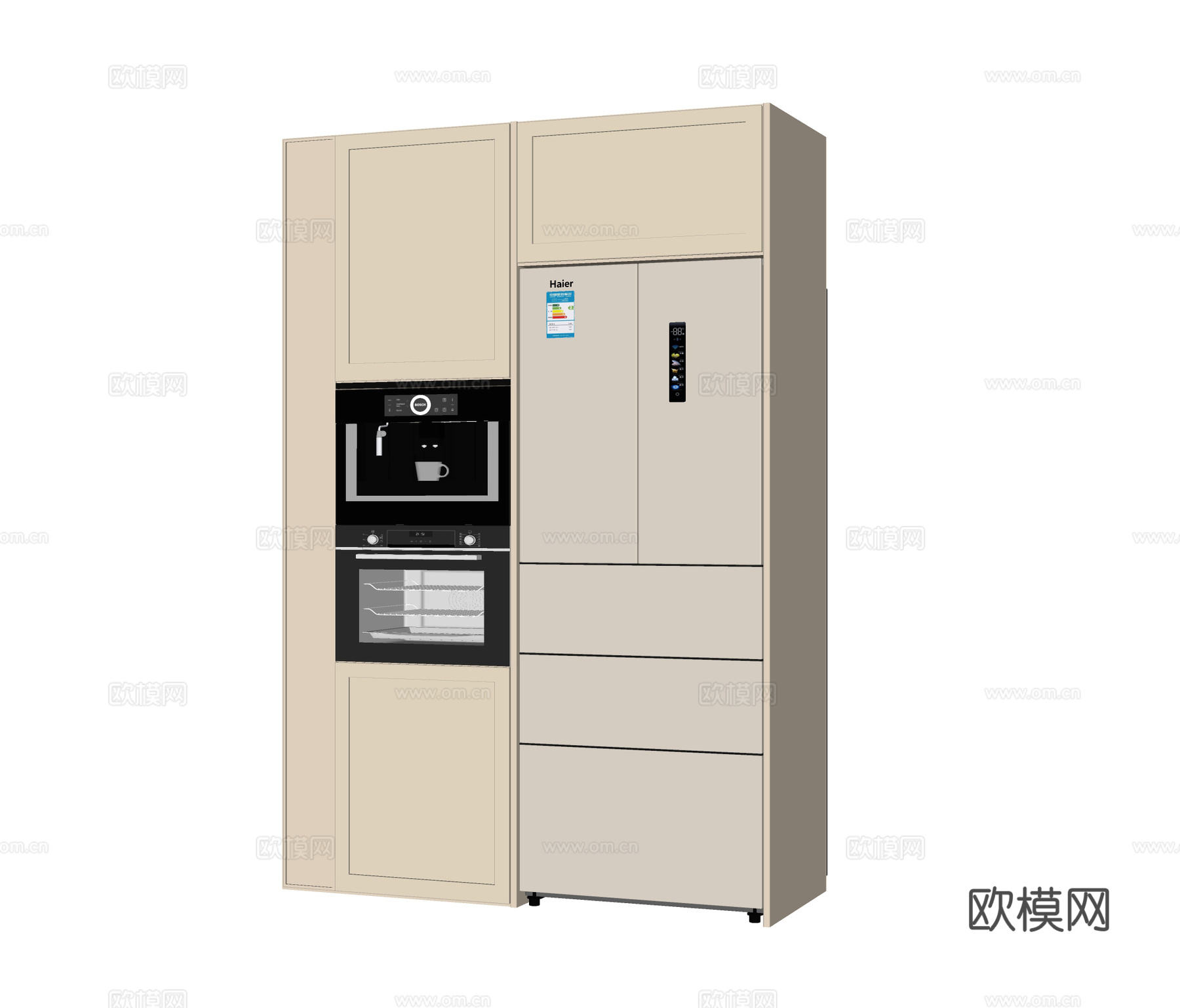 现代冰箱柜 冰箱su模型