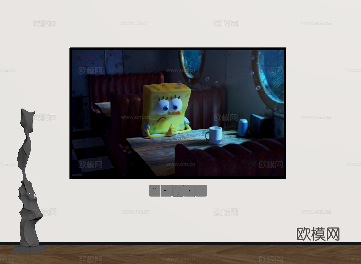 现代电视机 移动电视 激光电视 显示屏 壁挂式电视su模型