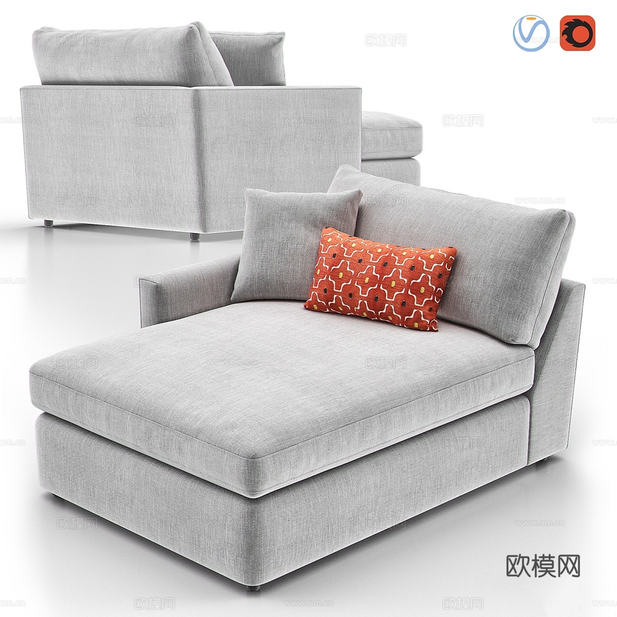 LOUNGE II PETITE 户外软包躺椅3d模型下载