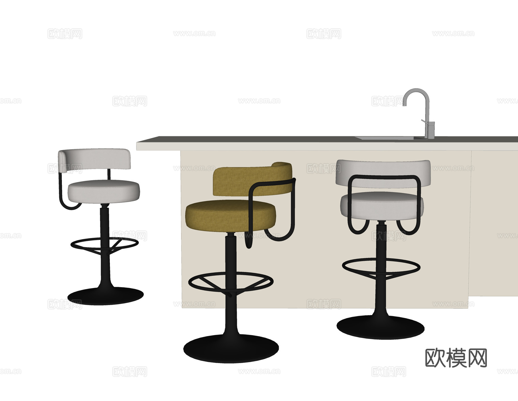 现代吧台吧椅su模型