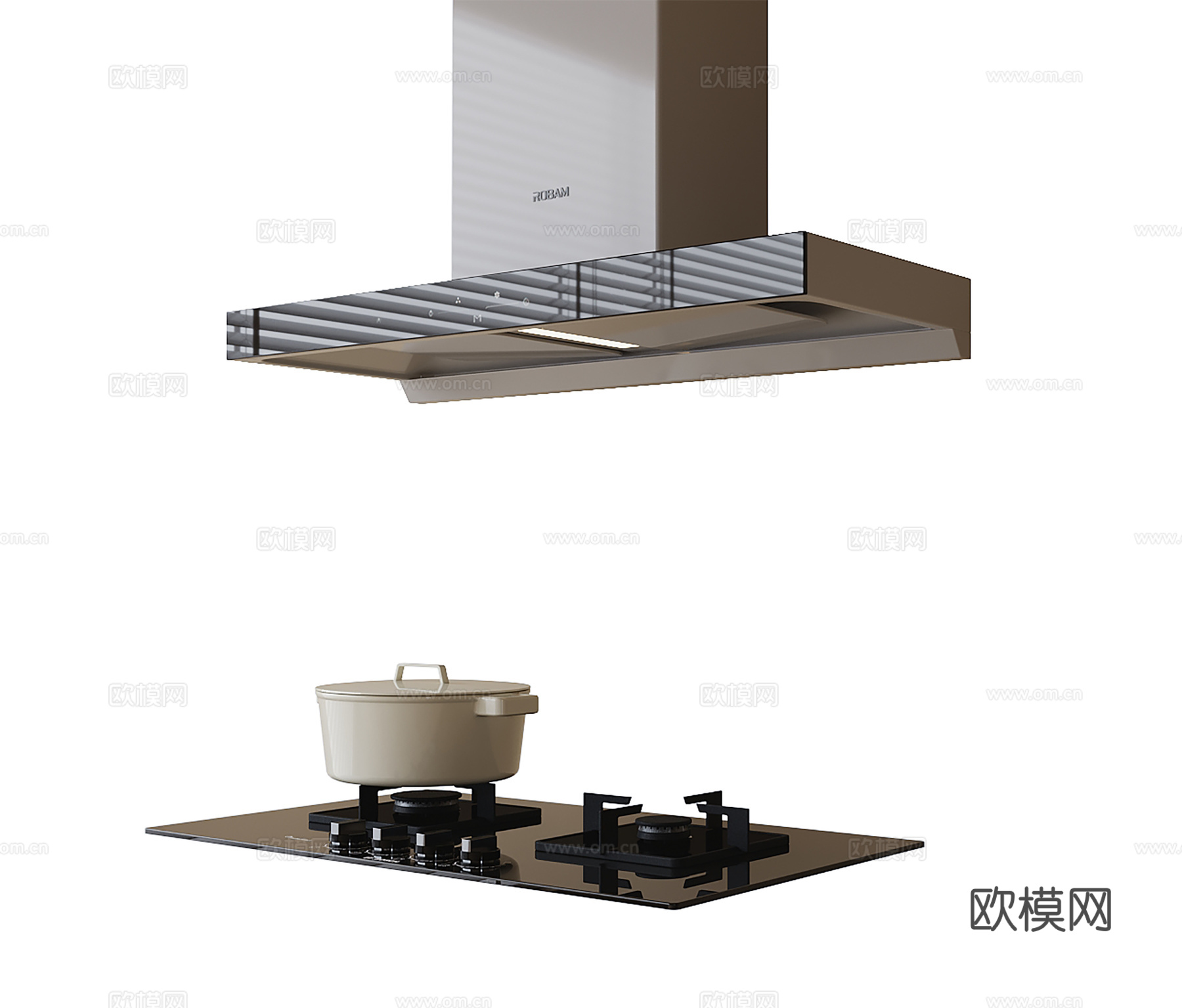 现代油烟机灶具套装su模型