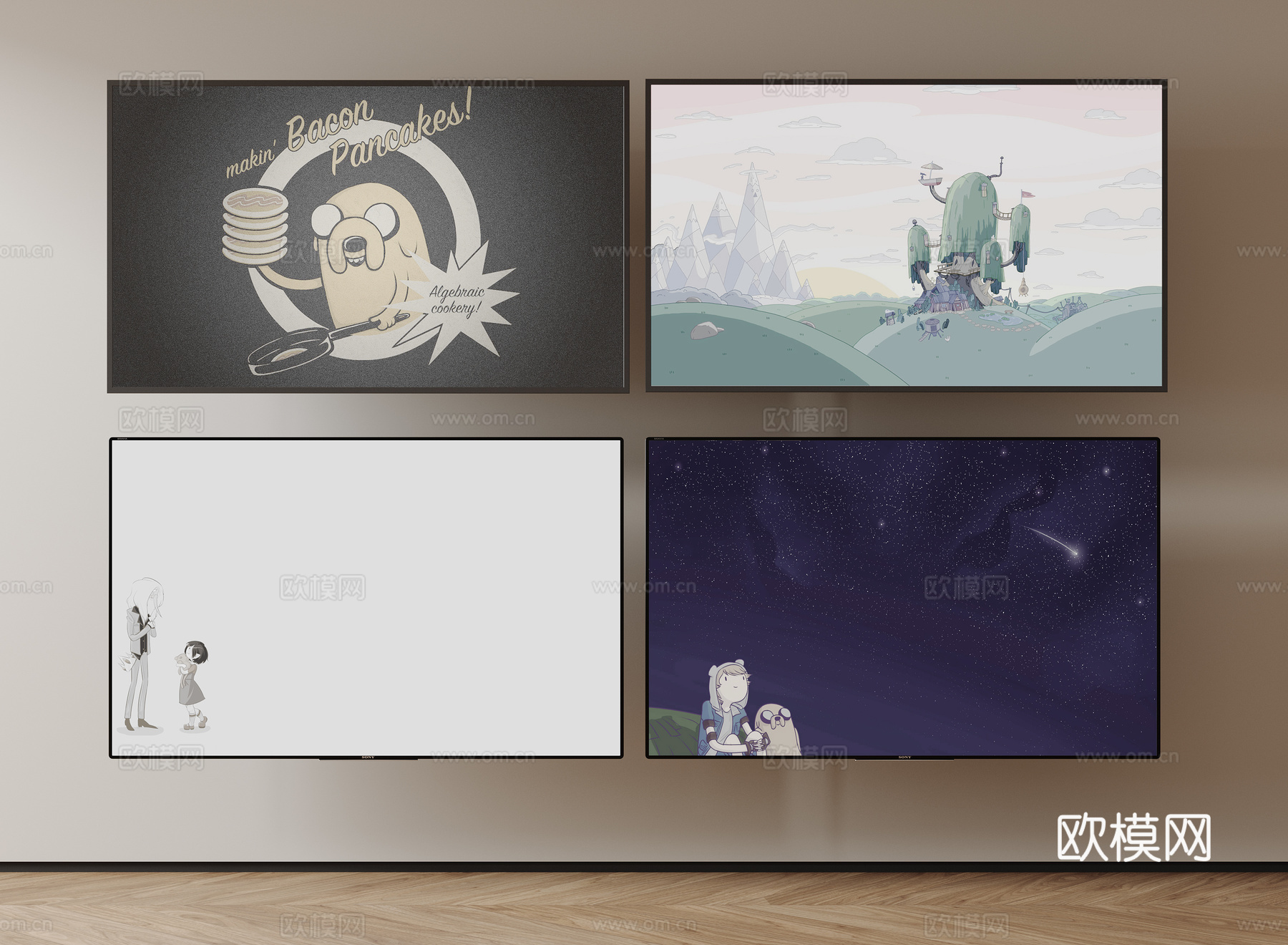 现代电视机 移动电视 激光电视 显示屏 壁挂式电视su模型