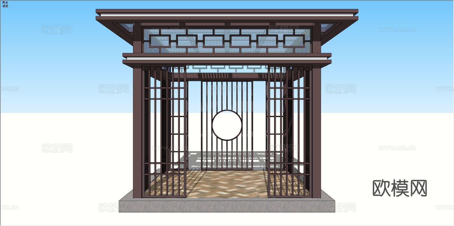新中式凉亭su模型