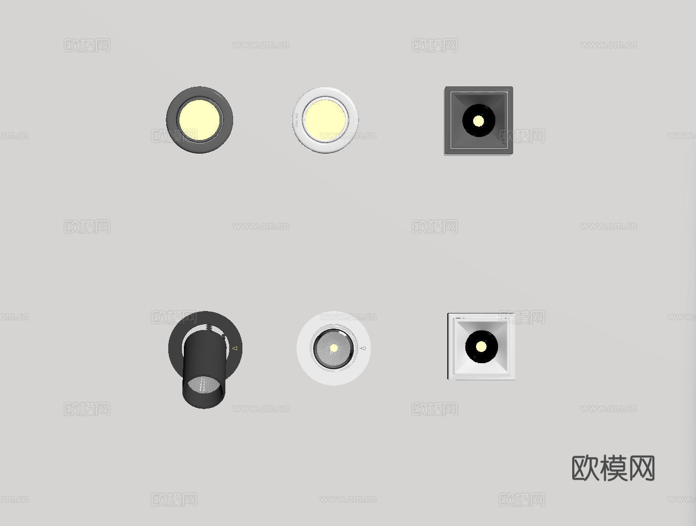 现代极简筒灯射灯 磁吸轨道射灯 明装转向射灯 线型灯 内嵌入su模型