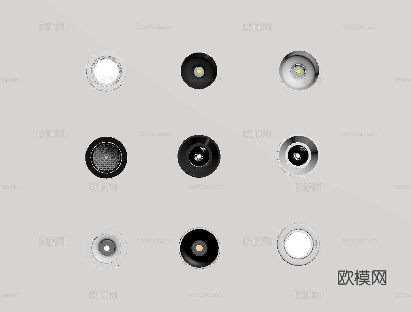 现代极简筒灯射灯 磁吸轨道射灯 明装转向射灯 线型灯 内嵌入su模型