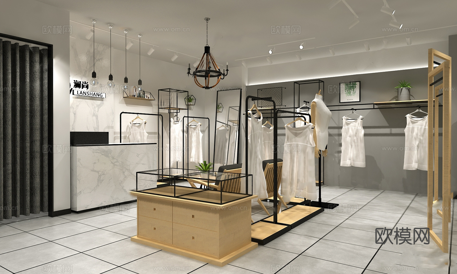 服装店专卖店 最新全套施工图 效果图合集cad施工图