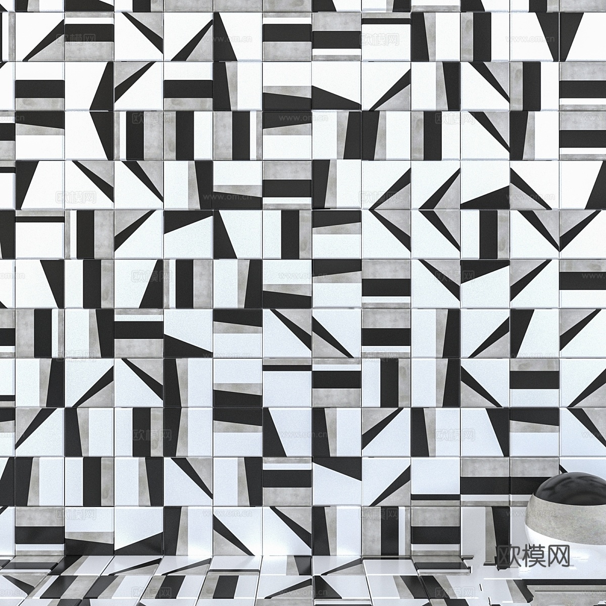 墙砖 265 边缘混搭套装 13d模型下载