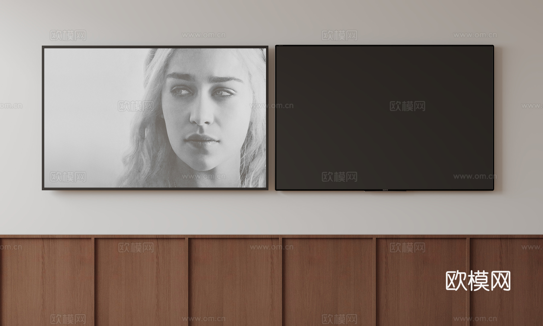 现代电视机 移动电视 激光电视 显示屏 壁挂式电视su模型