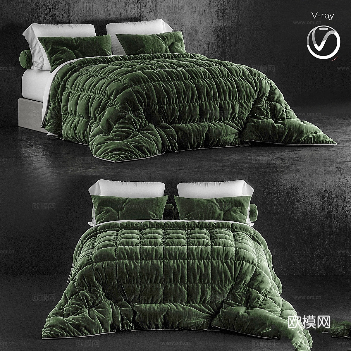 UGG 漂洗双人床 双人加大床被套组3d模型下载