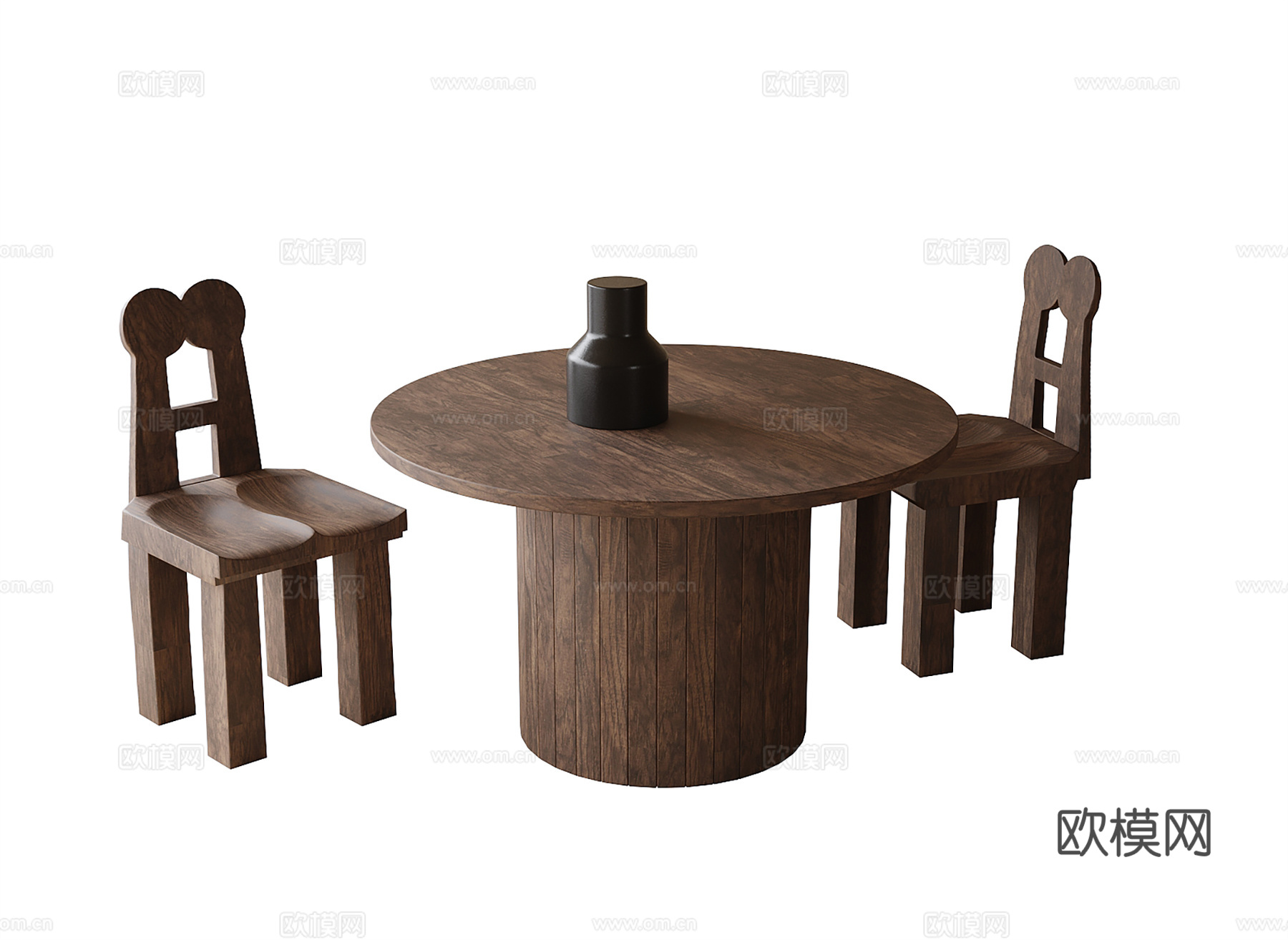 现代餐桌椅 圆形餐桌 餐椅su模型