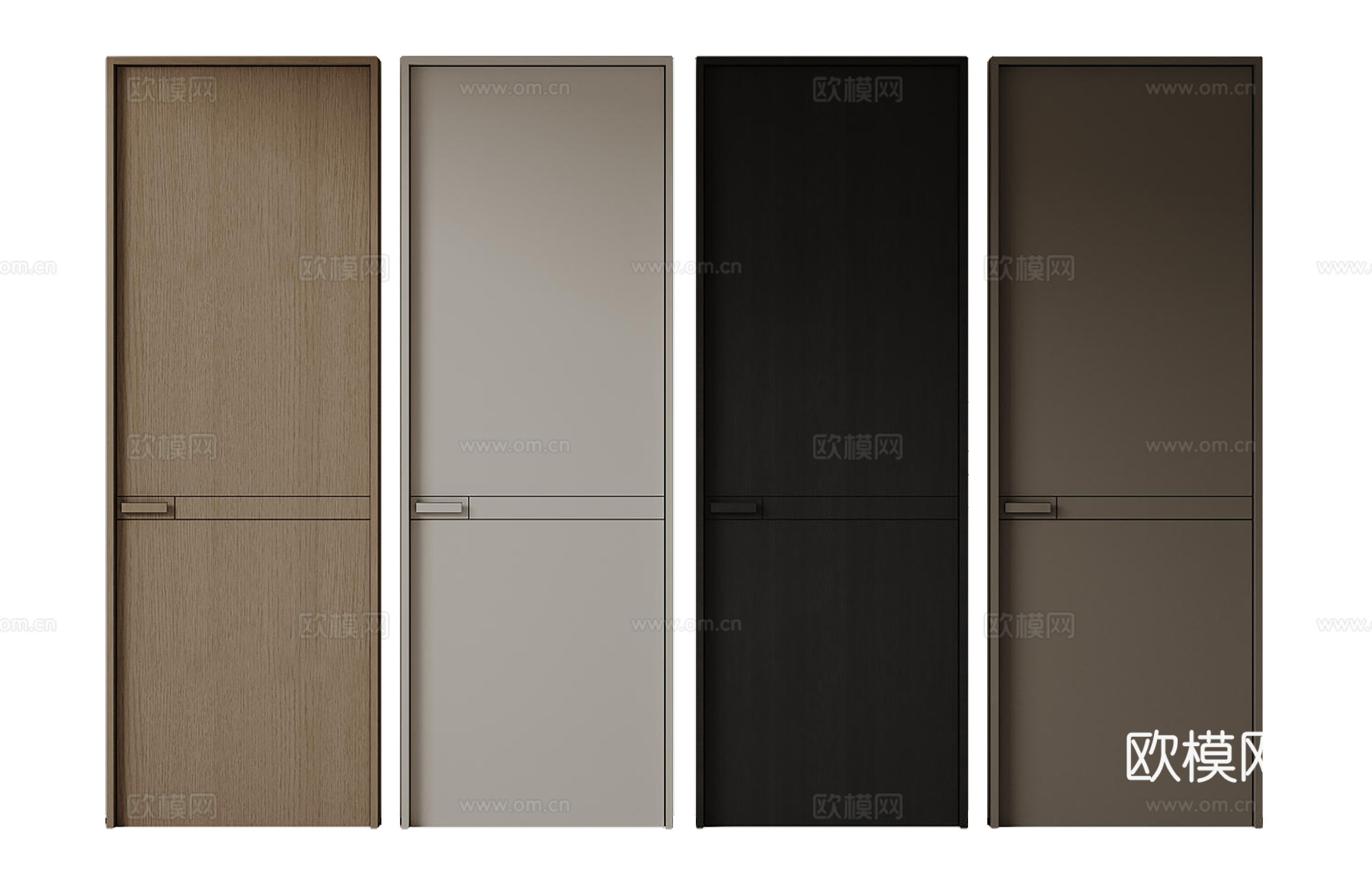 现代极简单开门 中古房间门 卧室门 平板门 实木门 平开门su模型