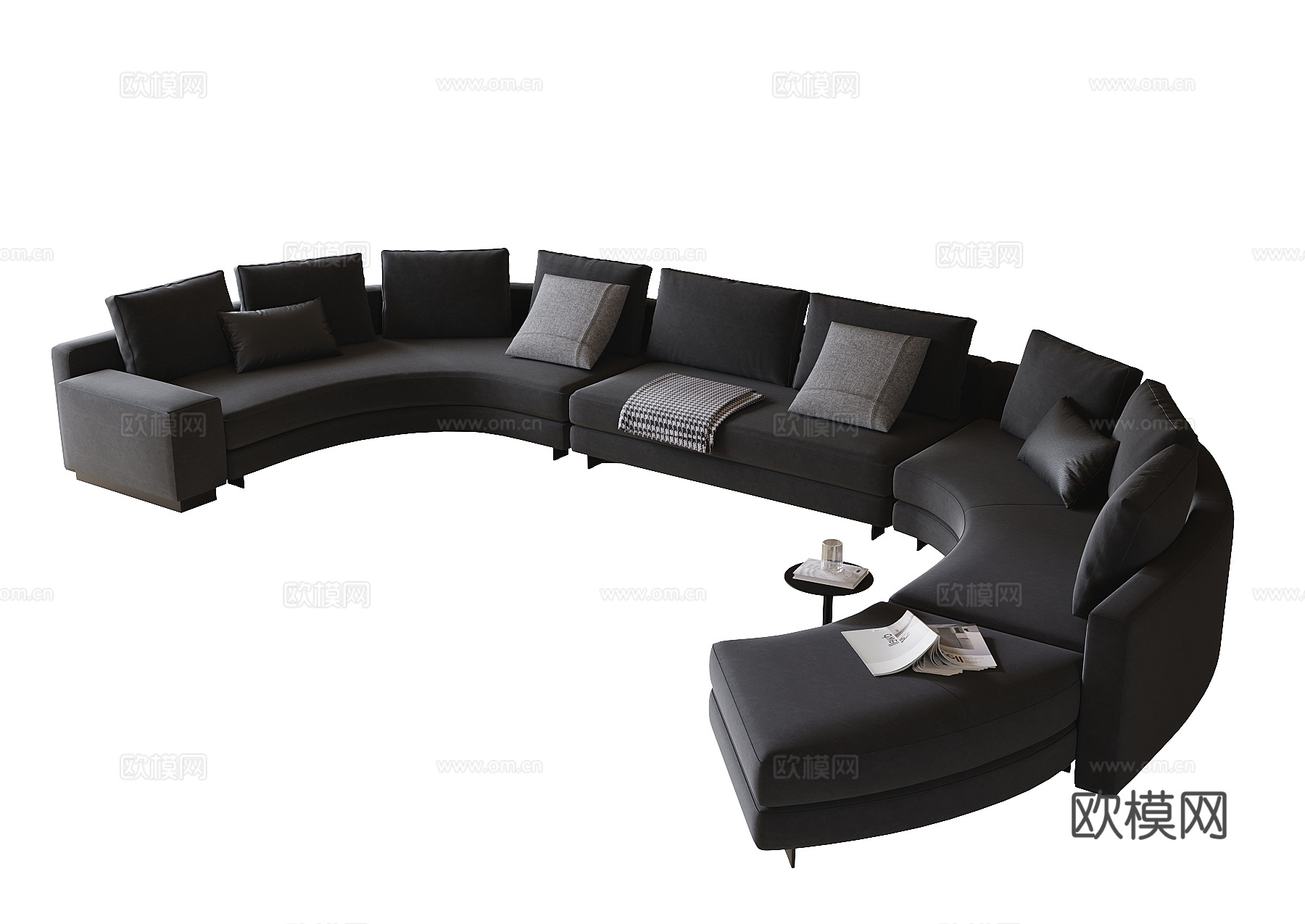 现代弧形沙发 多人沙发 别墅沙发su模型