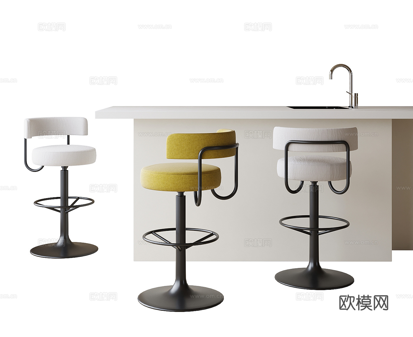 现代吧台吧椅su模型