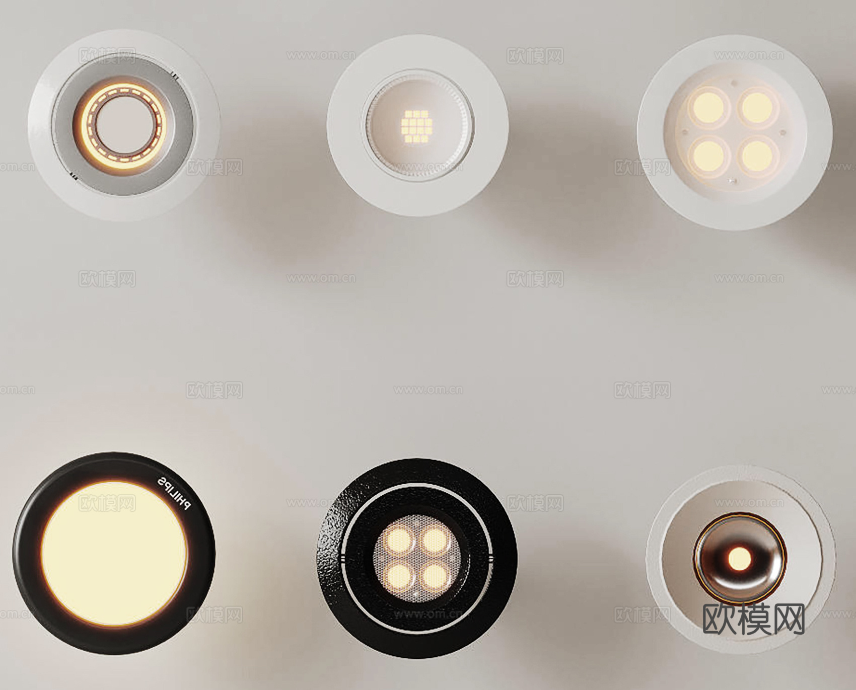 现代极简筒灯射灯 磁吸轨道射灯 明装转向射灯 线型灯 内嵌入su模型