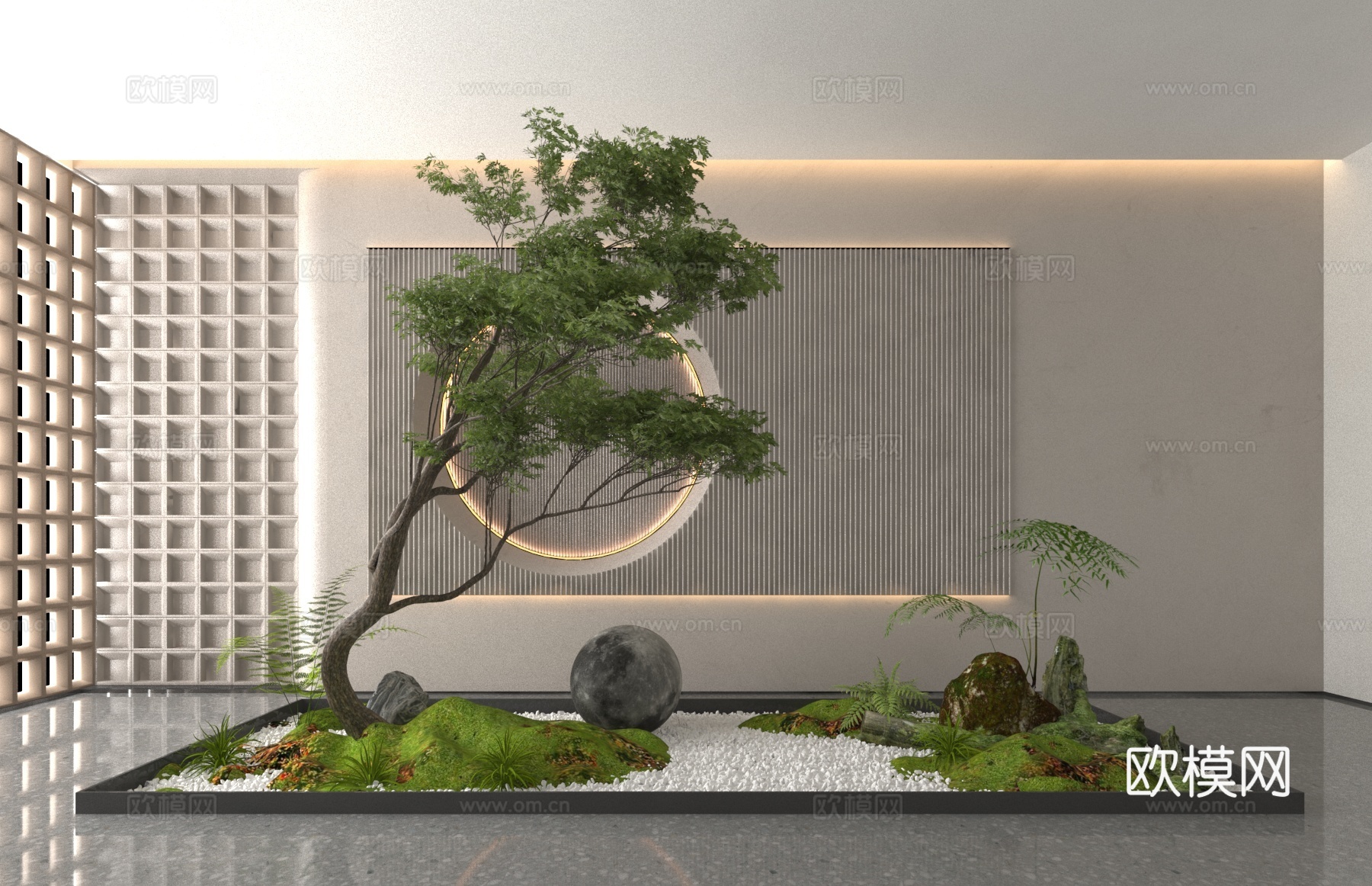 现代室内植物景观小品3d模型下载