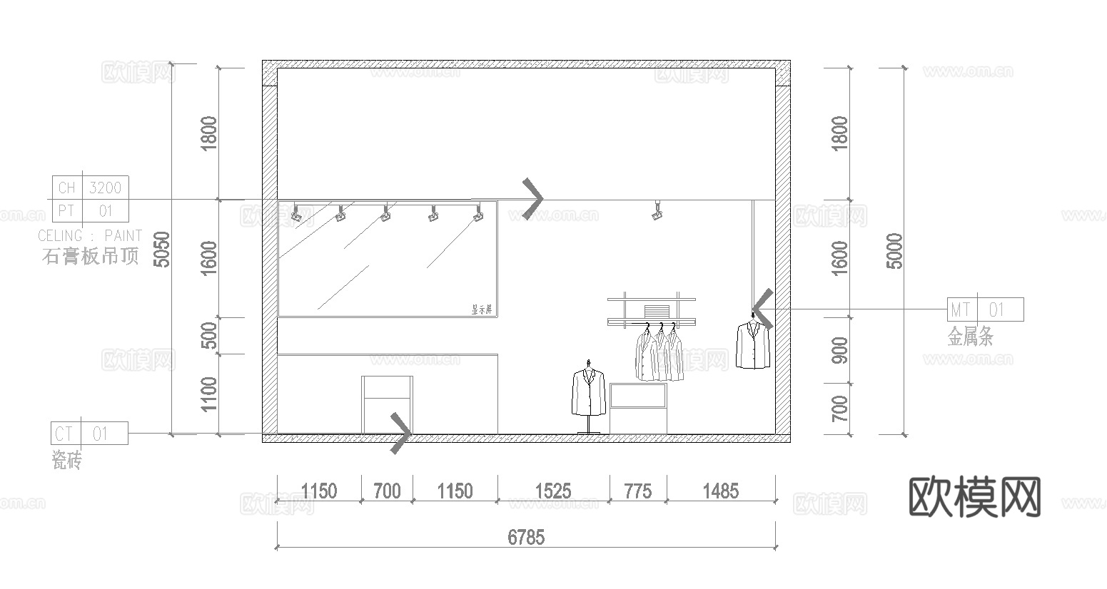服装店专卖店 最新全套施工图 效果图合集cad施工图
