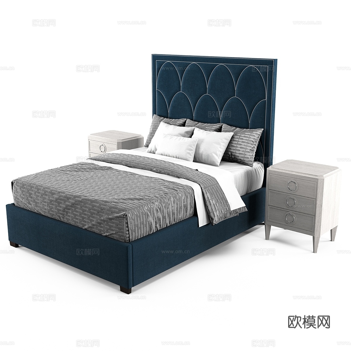 Regan女王床（软包款）3d模型下载