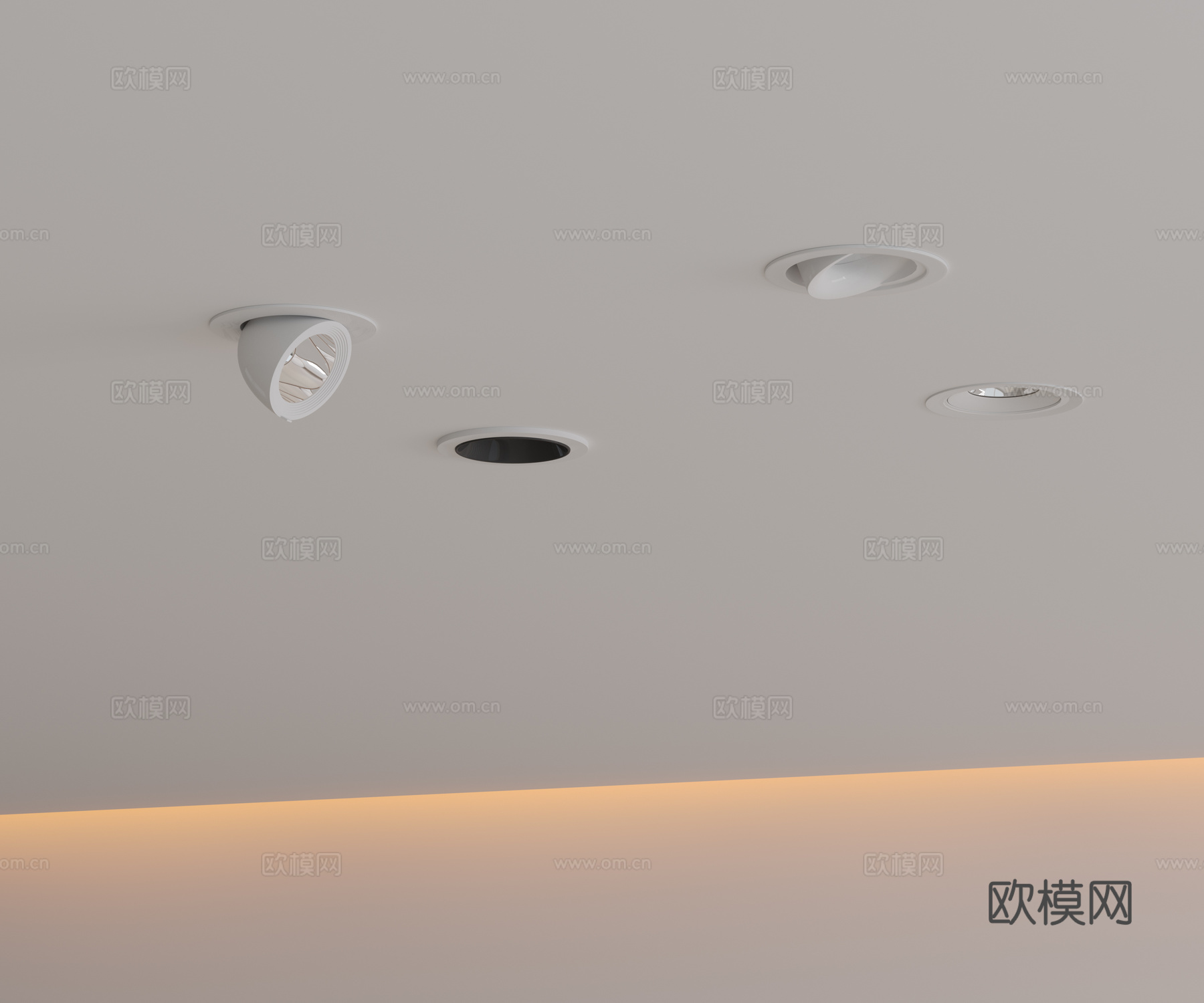 现代极简筒灯射灯 磁吸轨道射灯 明装转向射灯 线型灯 内嵌入su模型