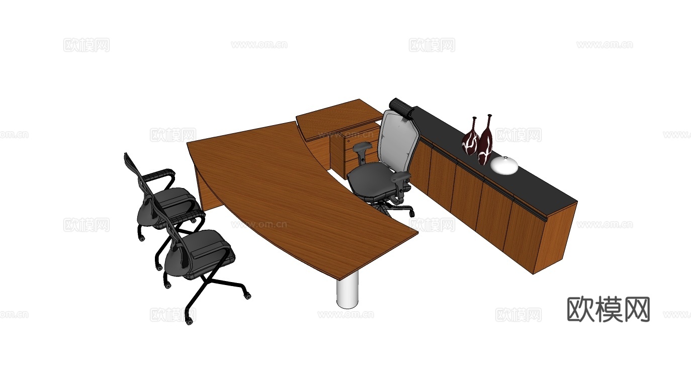 办公桌 班台桌 老板办公桌 办公家具su模型