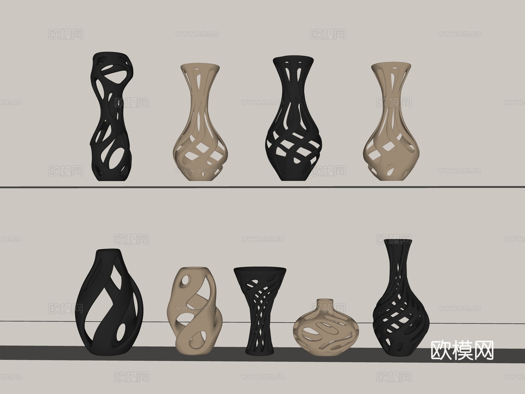 现代花瓶 镂空花瓶 艺术花瓶 装饰花瓶 干支花瓶 异形花瓶su模型