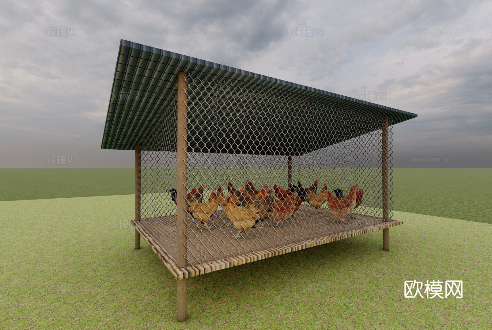 钢丝网鸡圈su模型