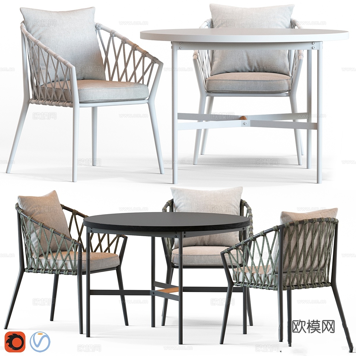 Globewest Maui扶手椅与Morgan茶几3d模型下载