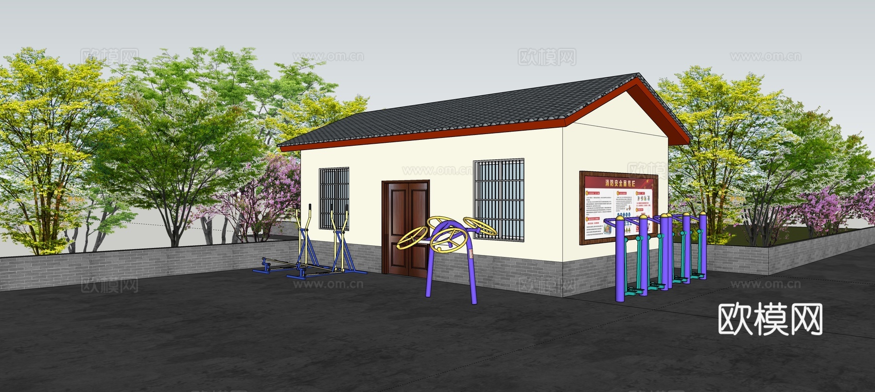 社区养老中心su模型