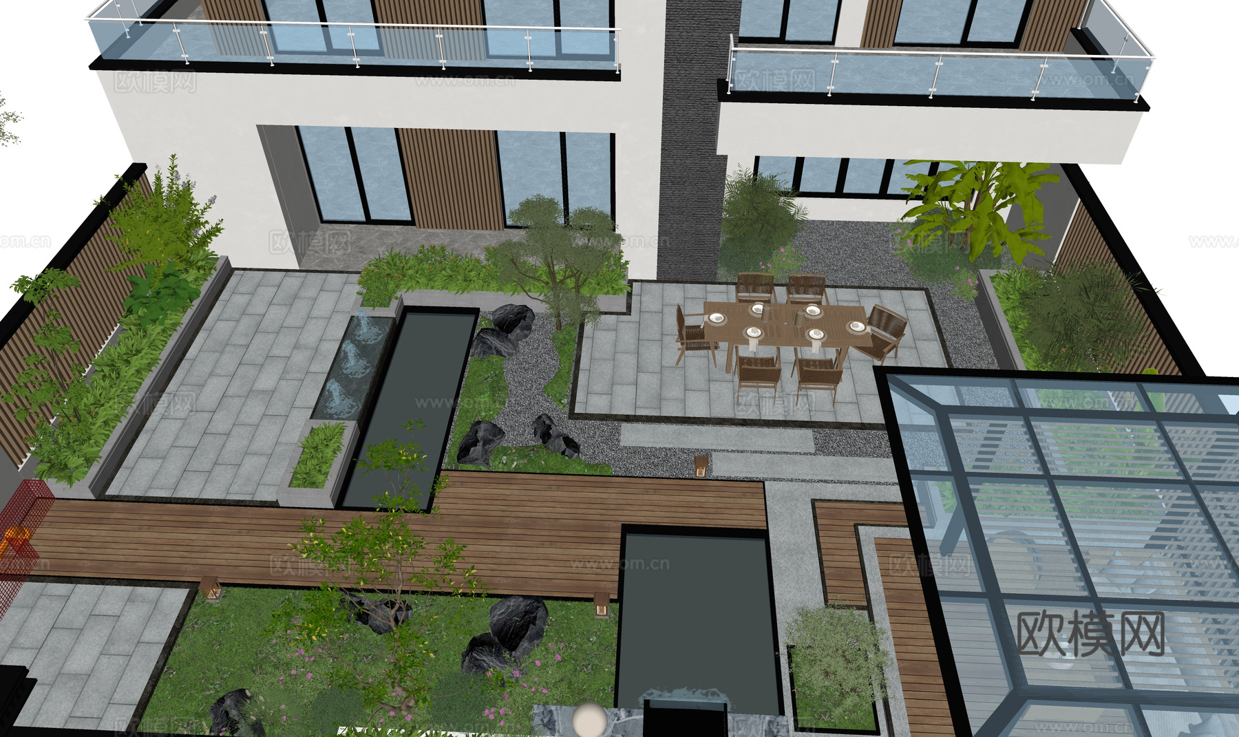 水景 庭院灯 造景 屋顶花园 门 草坪灯 室内景观 室内造景su模型