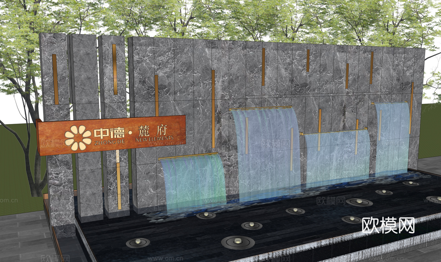 水景 庭院灯 造景 屋顶花园 门 草坪灯 室内景观 室内造景su模型