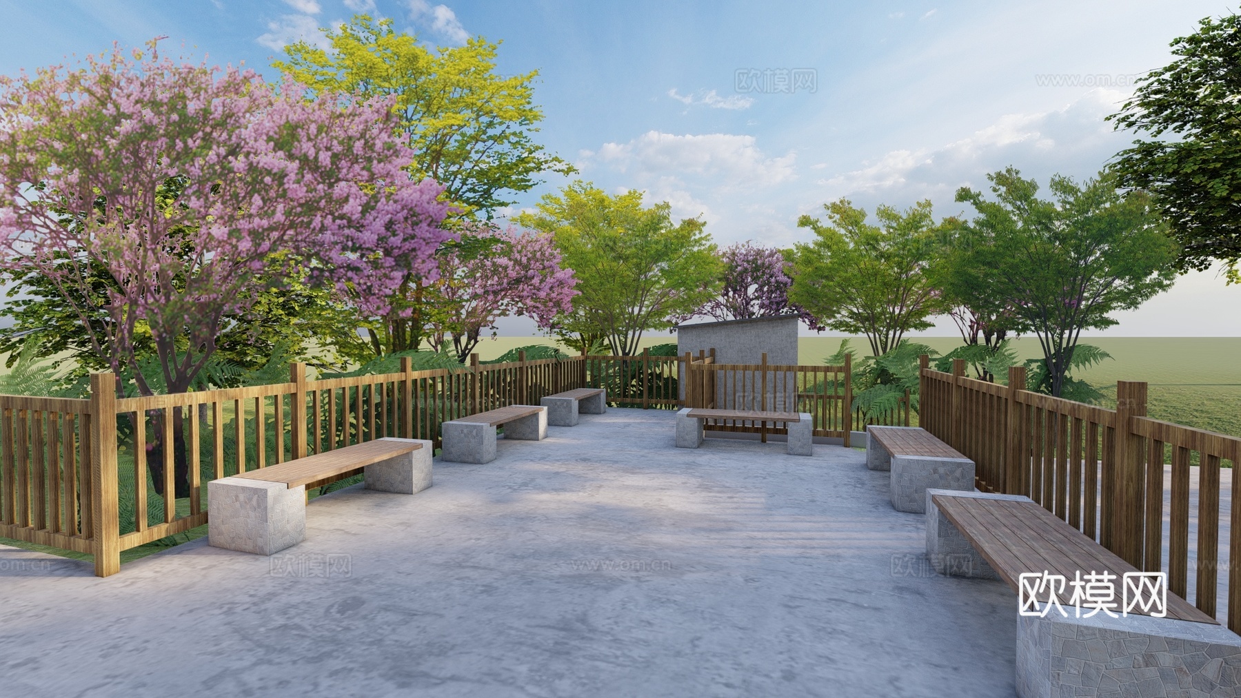 乡村休闲平台su模型