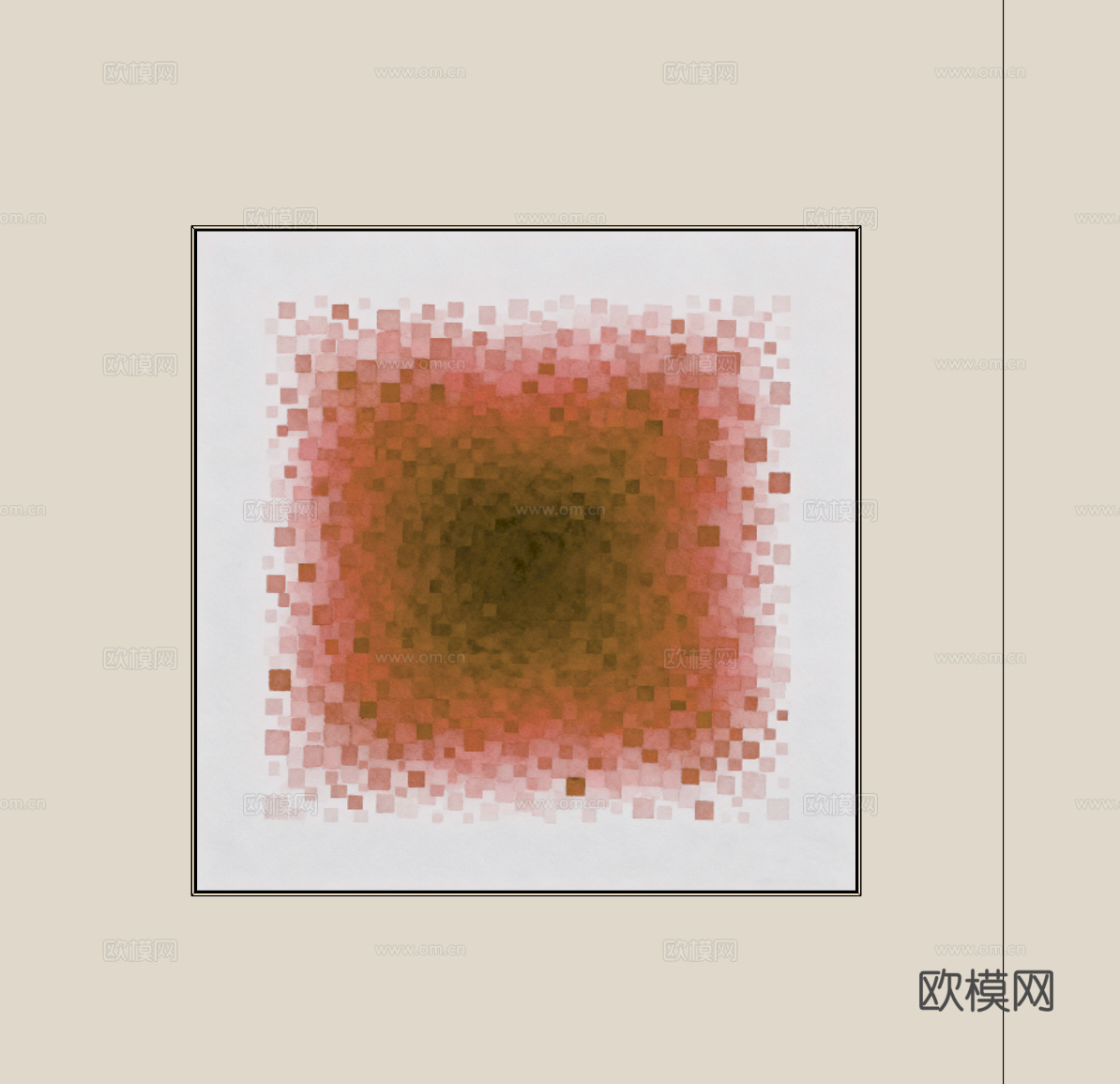 现代装饰画su模型下载（渲染图2）