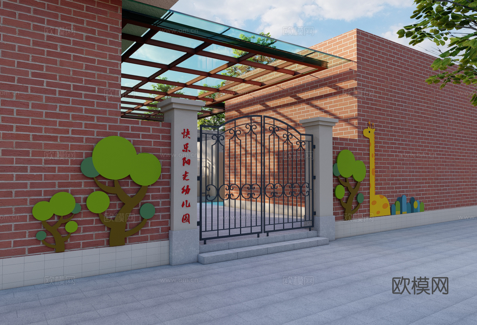 幼儿园大门su模型