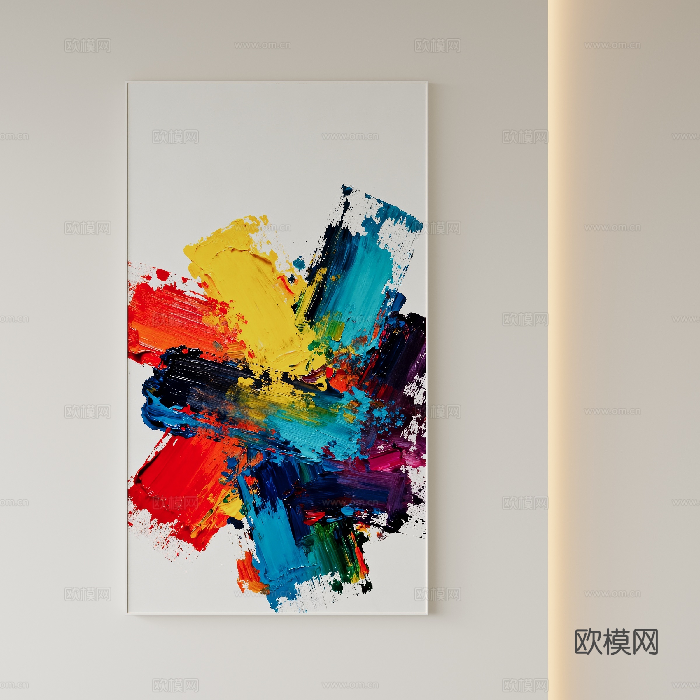 现代抽象油画装饰画su模型